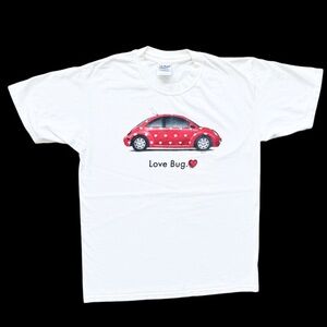 Vtg Retro Love Bug Heart Graphic T-Shirt L 21x28.5 Gildan